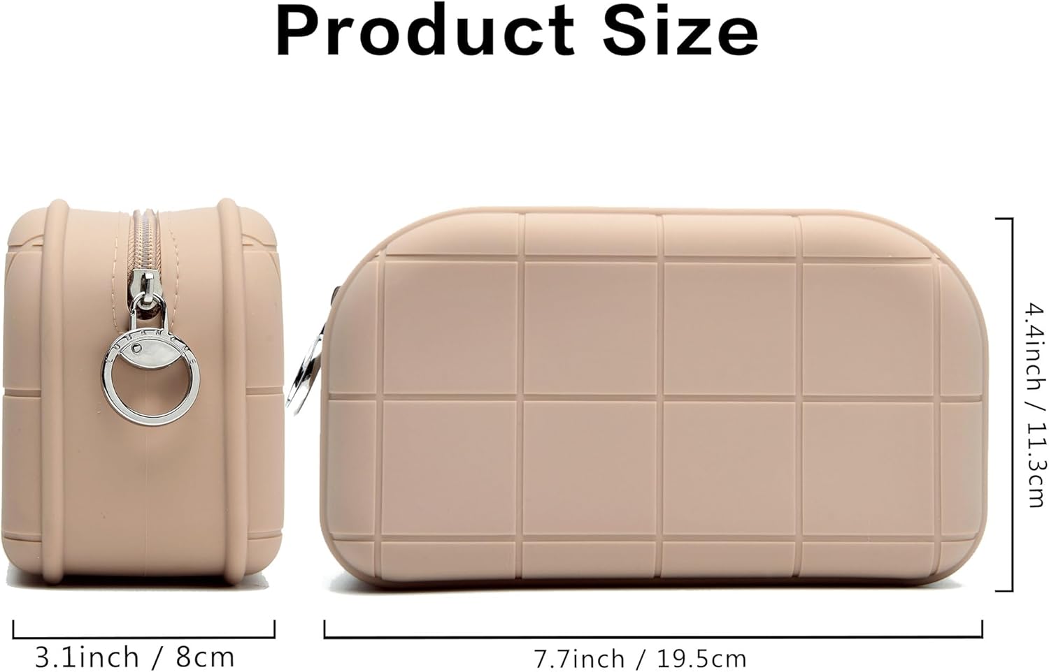 Silicone Makeup Bag Travel Cosmetic Bag Stuff Bag Makeup Pouch Cute Makeup Organizer Versatile Zipper Pouch For Women (Khaki 2)