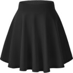 Women Basic Versatile Stretchy Flared Casual Mini Skater Skirt