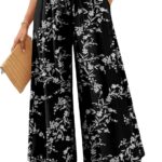 Women Palazzo Pants Dressy Casual Wide Leg Slacks Elastic Waist with Pockets