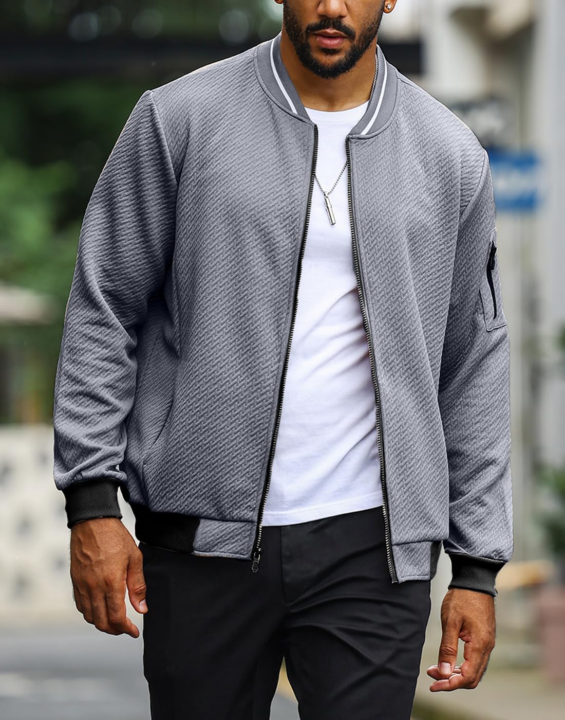 Mens Loose Fit Lightweight Jacket Casual Stylish bomber Jacket