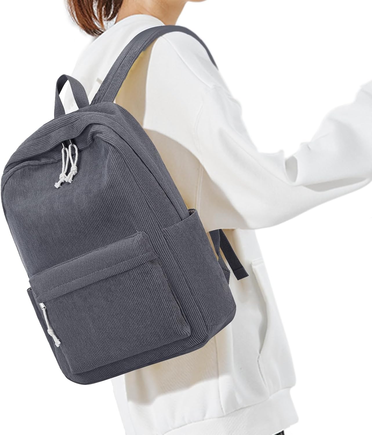 Backpack for Teens Large Corduroy Bookbag Lightweight 17 inch Laptop Bag for Boys Casual High