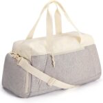 Gym Bags for Men Women, 40L Foldable Travel Duffle Bag, Lightweight  Duffel Bag With Shoe Compartment, Water Resistant Workout Duffle Sports Bag for Travel Yoga, Beige