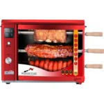 Brazilian Flame Brazilian Gas Rotisserie Grill with 3 Skewers in Red