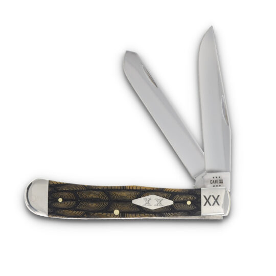 Case XX Smooth Olive Bone Tortoise Shell Trapper Folding Knife with XX Engraved Bolsters CA10240TS