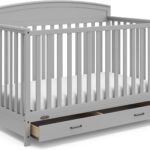 5-in-1 Convertible Baby Bed (with drawers, white) - Green Guardian Gold Certification, built-in baby bed storage drawer, convertible to toddler bed, day bed and full-size bed