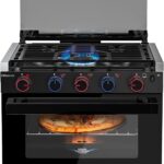 RV liquefied gas stove 21 inches high, a liquefied gas stove oven with 3 burners, suitable for RVs, apartments, mobile homes, made of stainless steel material