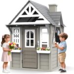 Kids Wooden Outdoor Playhouse with Kitchen & Accessories, Ages 3–8