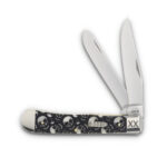 Case XX Skulls Smooth Natural Bone Trapper Folding Knife with Bullet Shield and XX Engraved Bolsters CA06740SK