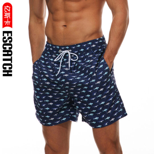 ESCATCH Factory Direct Cross-Border Printed Beach Shorts Men's Swim Shorts Quick-Dry Four-Quarter Shorts Casual Shorts Swim Shorts