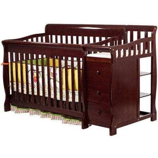 Dream On Me Brody 5-in-1 Convertible Crib with Changer. Cherry