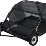 44-Inch Tow Behind Lawn Sweeper, Heavy Duty Yard Sweeper with Dumping Rope Rubber Wheels, Adjustable Sweeping Height Large Capacity Leaf Grass Collector (Black)