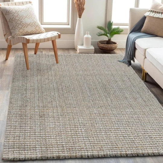 Delara Premium Handwoven Natural Fiber Area Rug, 60% Wool 40% Jute excellent choice in high-traffic areas such as Living rooms
