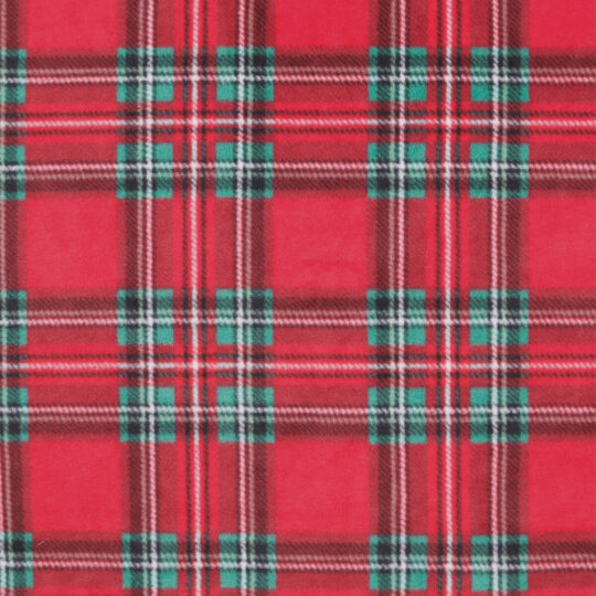 Christmas Red Plaid Anti Pill Fleece Fabric