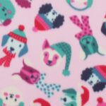 Christmas Winter Dogs on Pink Blizzard Fleece Fabric