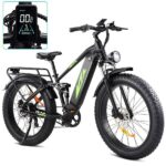 Electric Bike for Adults 1000W, 48V 17.5AH Battery Adult Electric Bicycles, 26 Fat Tire Full Suspension Ebike, 28MPH Mountain Beach E Bike, 7 Speed, 60Miles Range, UL Certified