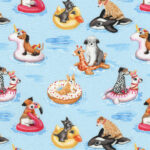 Robert Kaufman Pool Pups Novelty Cotton Fabric