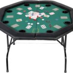 Vilobos Folding Poker Table, Texas Holdem Poker Table with Felt Poker Table Top and Removable Cup Holder