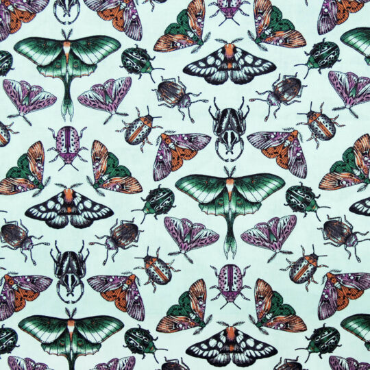 Insects On Blue Novelty Cotton Fabric