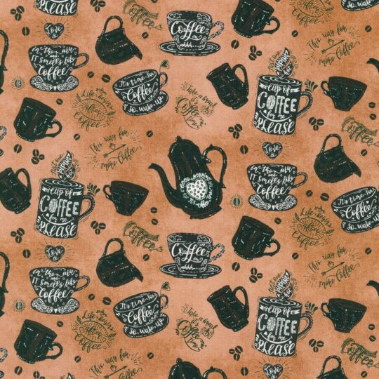 Robert Kaufman Coffee Please Brown Novelty Cotton Fabric