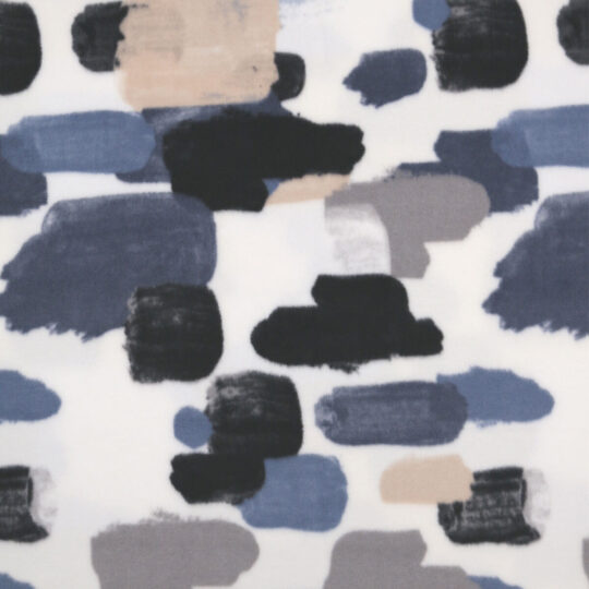 Paint Strokes on White Anti Pill Fleece Fabric