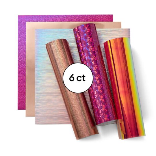 Cricut 12 x 12 Pink Holographic Permanent Vinyl Samplers 6ct