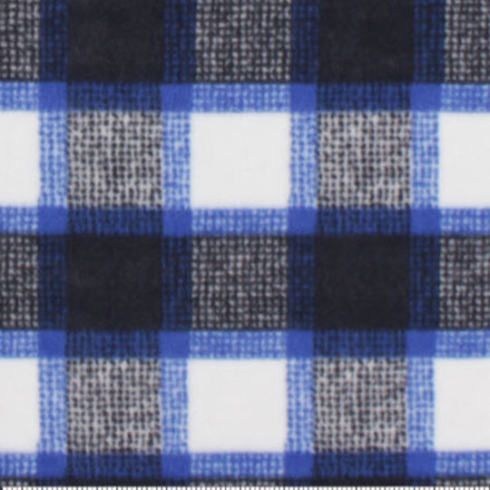 Blue & Black Textured Plaid Anti Pill Fleece Fabric