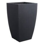Japi All-Weather Black Lead Modern Square Outdoor Planter, Large