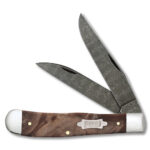 Case XX Ladder Damascus Burl Maple Trapper Folding Knife CA15090