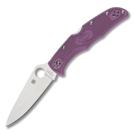 Spyderco Endura 4 Lightweight Flat Ground Purple FRN 3.8in Satin Plain Blade SPC10FPPR
