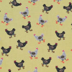 Novelty Cotton Fabric Yellow Pattern Chickens