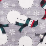 Snowman & Snowflakes on Gray Anti Pill Fleece Fabric