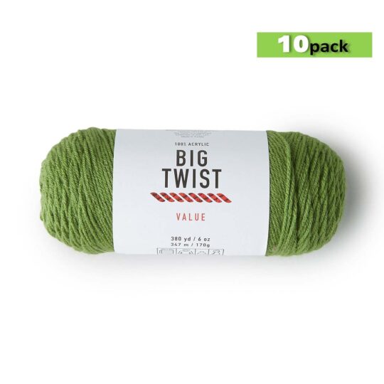 10pk Solid Lt Green Medium Weight Acrylic 380yd Value Yarn by Big Twist