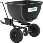 Tow Behind Broadcast Spreader, 200 LB Capacity,Fertilizer Spreader Holds up to 550 lbs with 13" Pneumatic Tires and Adjustable Flow Control Lever,for Fertilizer, Grass Seed, Salt, Ice Melt, Lawn