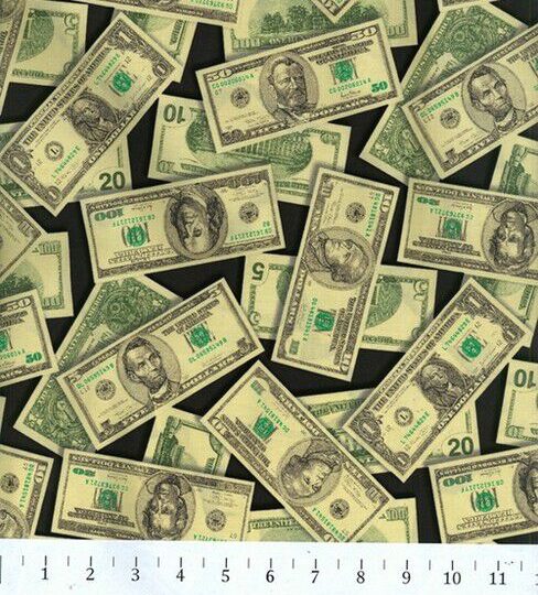 Robert Kaufman Tossed Money Novelty Cotton Fabric