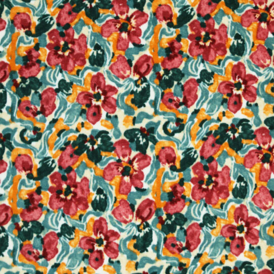 Multicolor Painted Floral Luxe Fleece Fabric