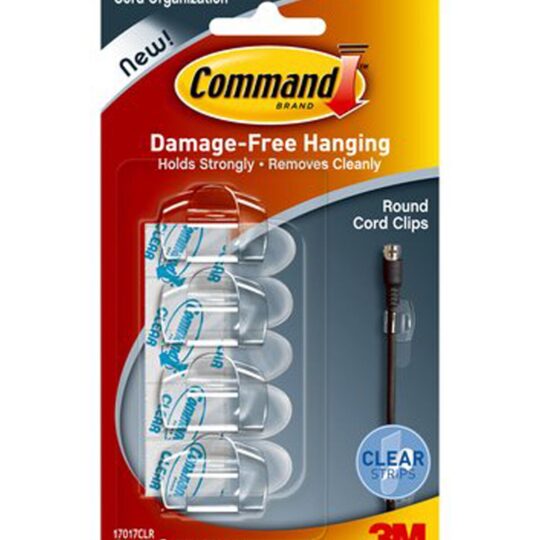 Command 9ct Clear Round Cord Clips & Strips
