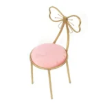 Vanity Stools, Metal Pink and Gold Bow Tie Makeup Dressing Stool Chair for Dressing Room Bedroom