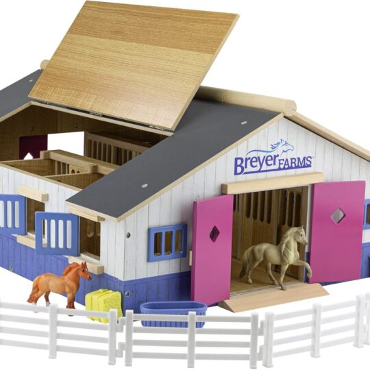 Breyer Horses Breyer Farms Deluxe Wooden Playset | 19 Piece Playset | 2 Stablemates Horses Included | 28"" L x 16"" W x 8.5"" H | 1:32 Scale | Model #59215", Multi